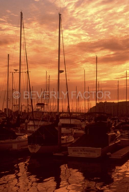 Sunset Island;San Deigo;colorful;yellow;sunset;sky;water;boat;pink;sillouettes;sail boats;anchorage